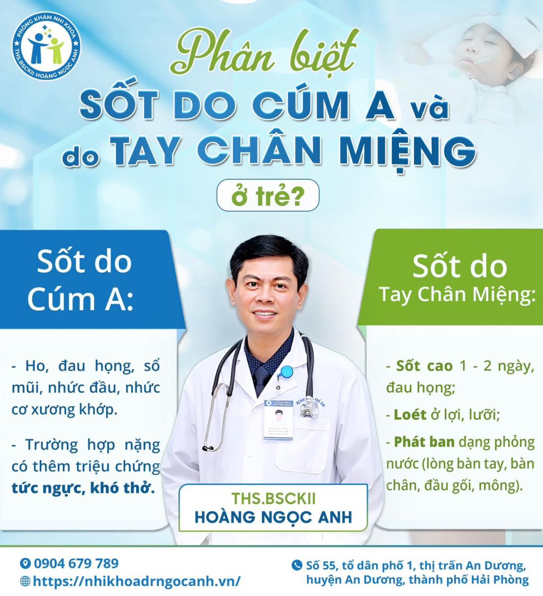 Phân biệt sốt do cúm A và do tay chân miệng đơn giản